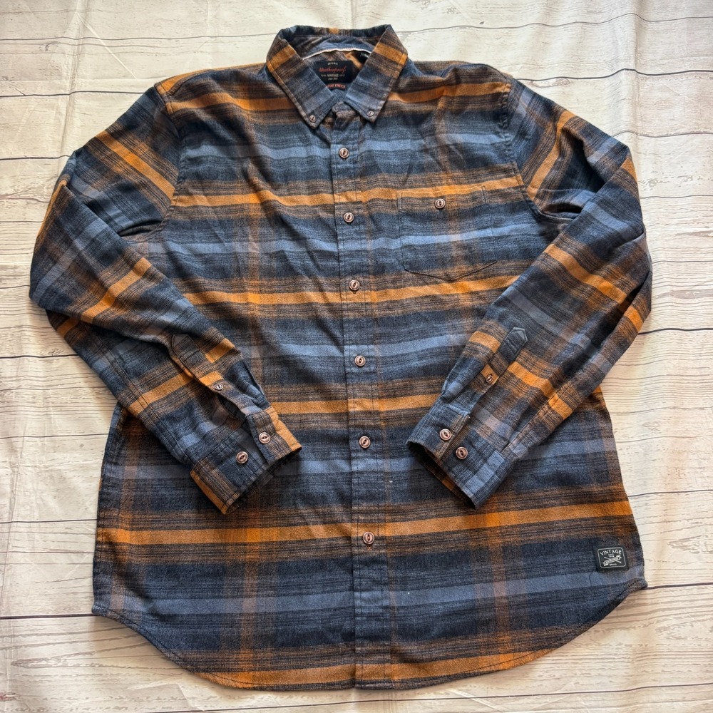 Weatherproof Vintage Button Up Long Sleeve Plaid Comfort Stretch Men's Size L